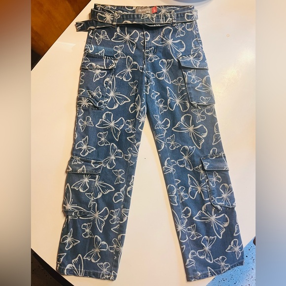 Y2K/ Celebrity Ace/Butterfly Jean/Straight Leg/ Painters Pockets/Butterfly Print - Picture 1 of 8